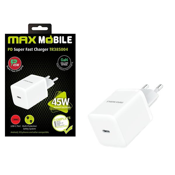 MAXMOBILE KUĆNI PUNJAČ PD SUPER FAST CHARGE TYPE C,TR385004 Gan 45W