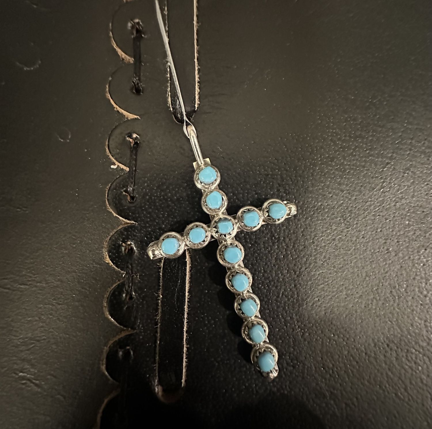 Circle Turquoise Stones Cross Pendant