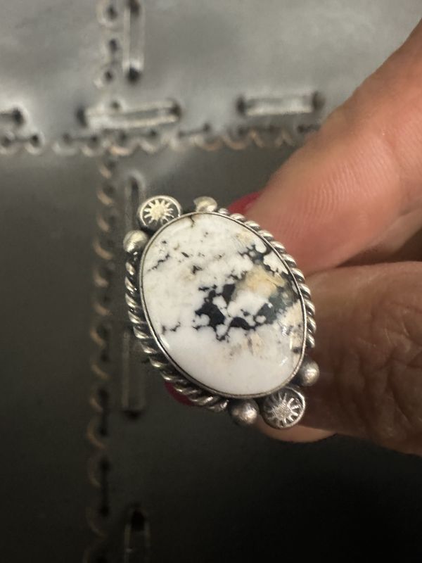 White Buffalo Adjustable Ring