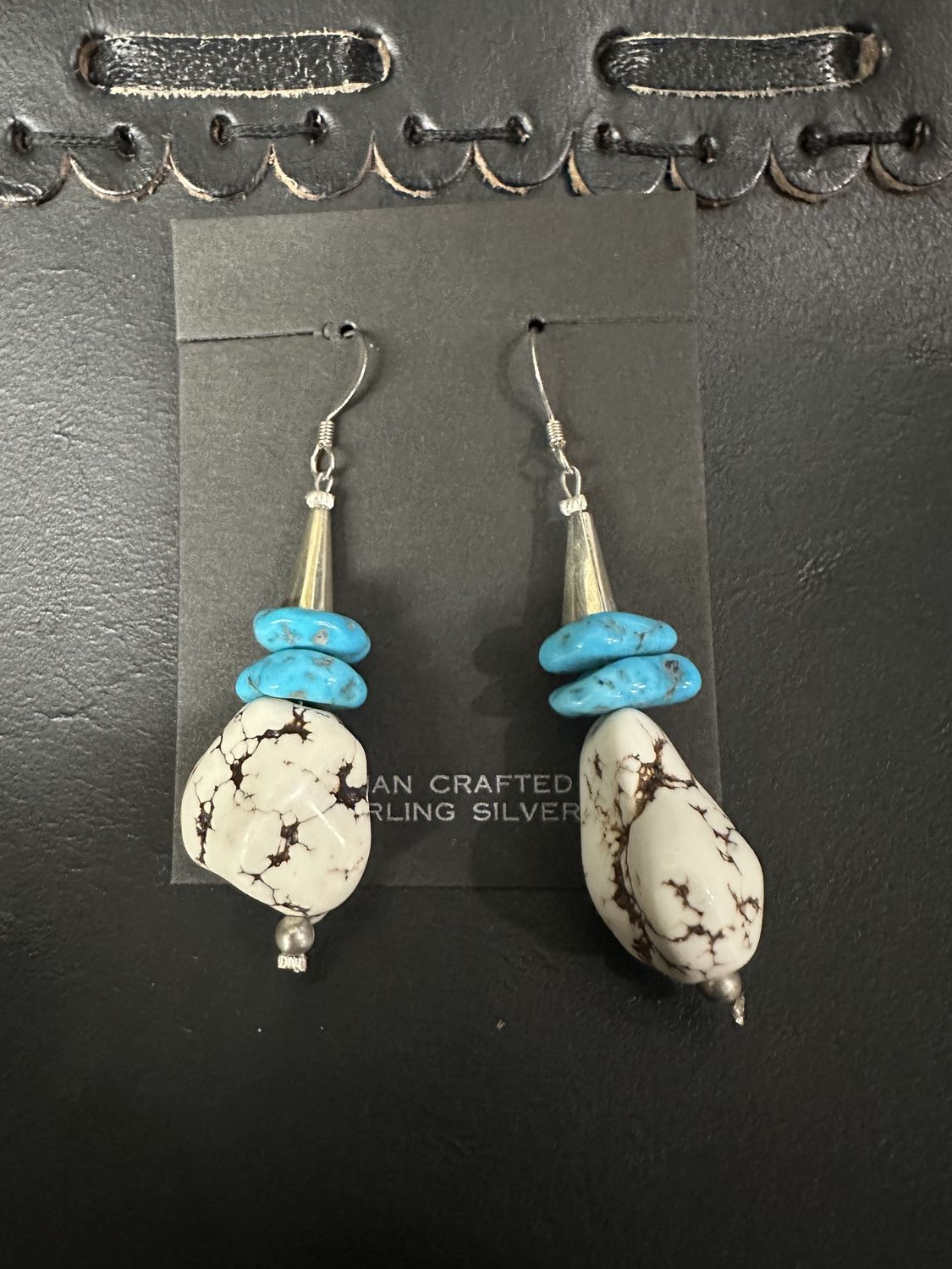 Turquoise &amp; White Buffalo Statement Earrings