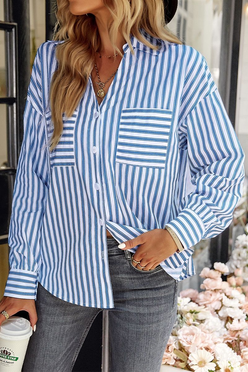 Blue/White Striped Button Up