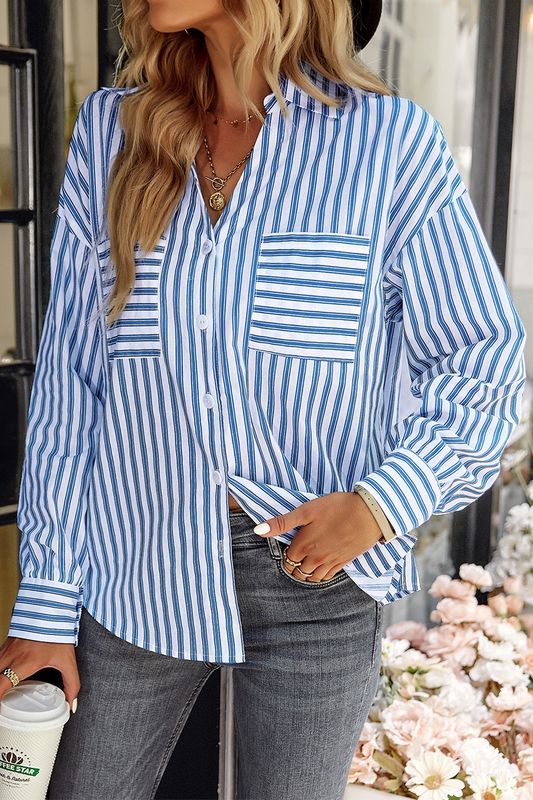 Blue/White Striped Button Up