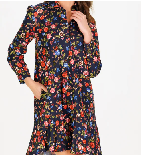 Iris Dress in Midnight Twill