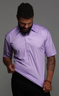 Original Dress Collar Polo in Lavender Gingham