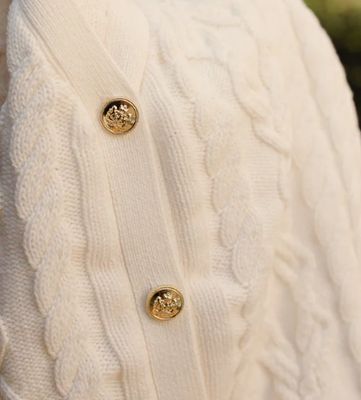 Duffield Lane Heirloom Cotton Ivory Cotton Chloe Cable Knit Cardigan