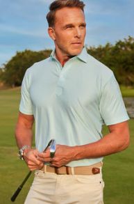 Featherweight Flex Polo in Augusta Green Stripe