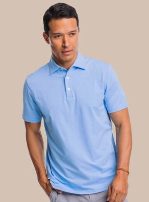 Southern Tide brrr°®-eeze Heather Performance Polo Shirt in Heather Ocean Channel