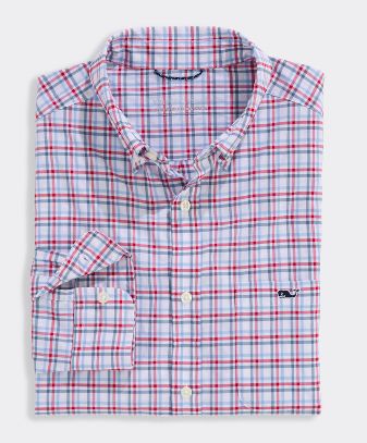 Vineyard Vines Callwood Plaid Featherweight Performance Shirt in Lighthouse Red