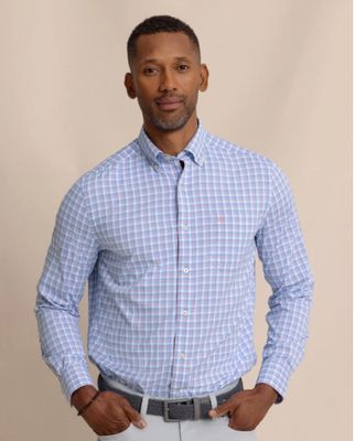Southern Tide Sunset Harbor brrr°® Intercoastal Sport Shirt in Sunkist Coral