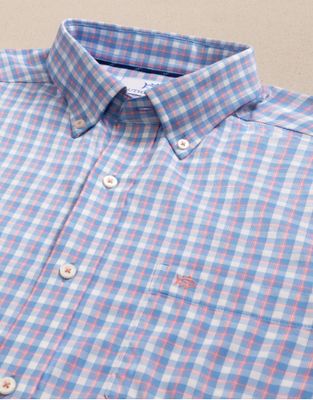 Southern Tide Sunset Harbor brrr°® Intercoastal Sport Shirt in Sunkist Coral