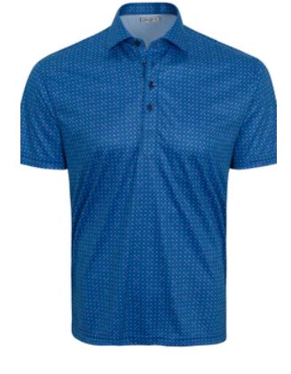 Semi-Spread Collar Polo in Lattice Blue