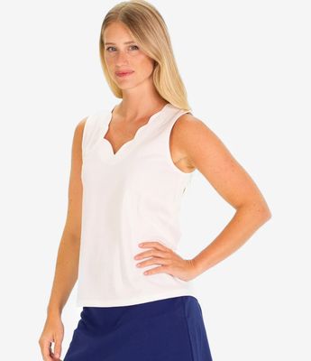 Duffield Lane The Pique Serena Scallop Tank in White