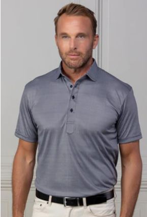 Collars &amp; Co. Semi-Spread Collar Polo in Black Houndstooth