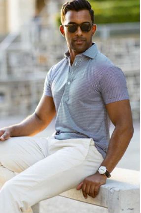 Semi-Spread Collar Relaxed Polo in Vantage Black