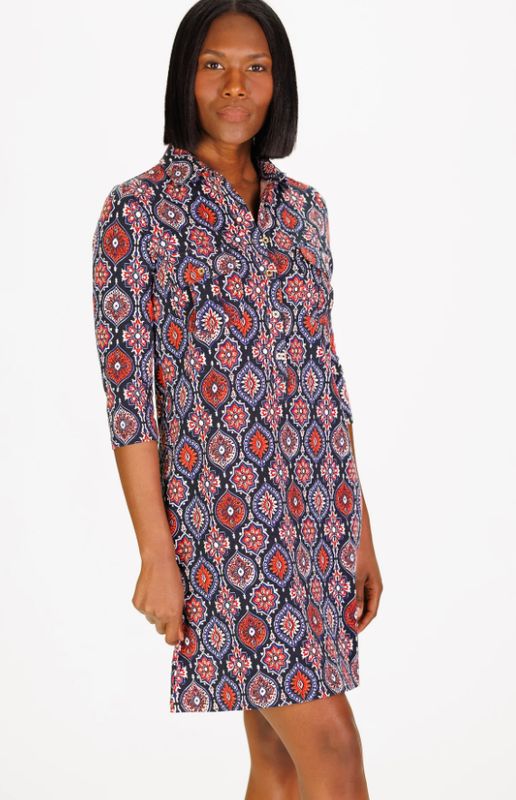 Signature Stretch Cotton in Coco Dress in Medallion