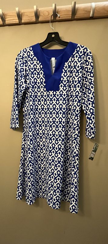 Claudine Dress Royal Blue Pattern
