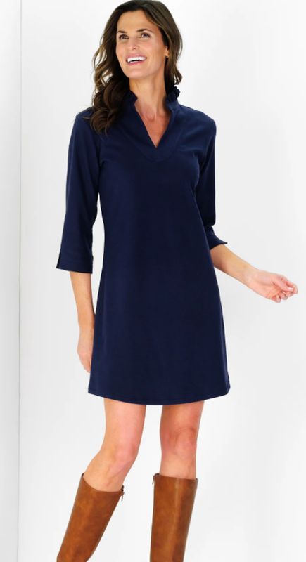 Lillian Dress in Navy Supersoft