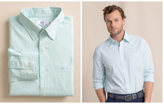 Southern Tide Charleston Granby Shirt in Mint