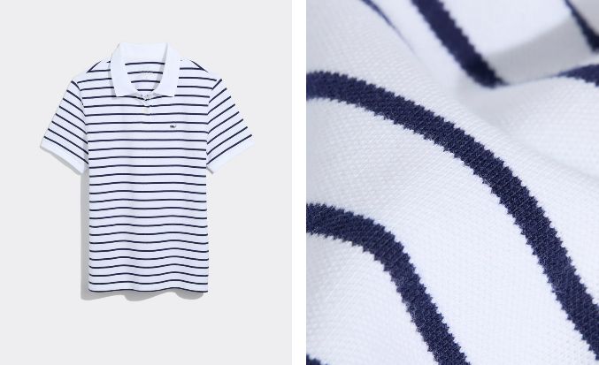 Women's Polo in Navy/ White Stripe
