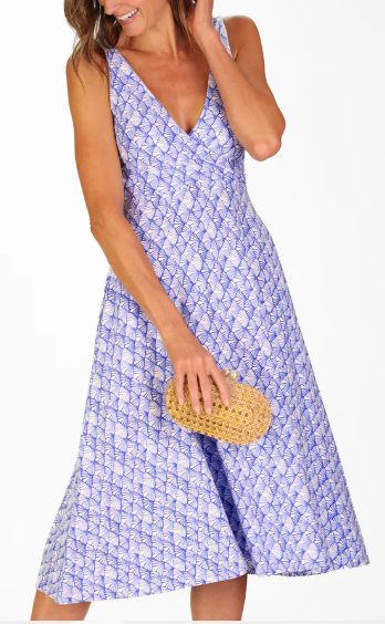 Duffield Lane Feather Stretch Cotton Susan Dress in Dazzling Shells