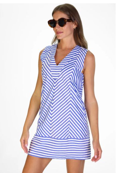 Duffield Lane Cove Dress in Blue Stripe
