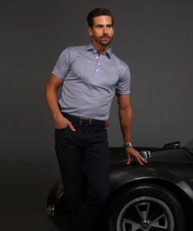 Collars &amp; Co. Semi-Spread Collar Relaxed Polo in Vantage Blue