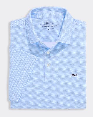 Vineyard Vines Printed Sankaty Polo in Waves White Ocean