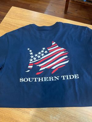 Southern Tide Americana Wooden Flag Short Sleeve T-Shirt in Navy
