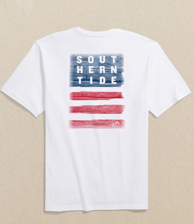 Southern Tide Americana Wooden Flag Short Sleeve T-Shirt in White