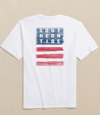 Southern Tide Americana Wooden Flag Short Sleeve T-Shirt in White