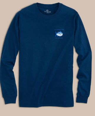 Southern Tide Long Sleeve Original Skipjack T-shirt in Yacht Blue