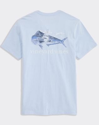 Vineyard Vines Sportfisher Mahi Scenic Short-Sleeve Pocket Tee in Ice Water