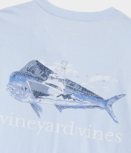 Vineyard Vines Sportfisher Mahi Scenic Short-Sleeve Pocket Tee in Ice Water