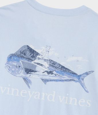 Vineyard Vines Sportfisher Mahi Scenic Short-Sleeve Pocket Tee in Ice Water