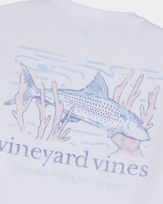 Vineyard Vines Bonefish Coral Short-Sleeve Pocket Tee in White