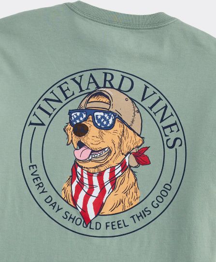 Vineyard Vines America Dog Short-Sleeve Pocket Tee in Dune Grass