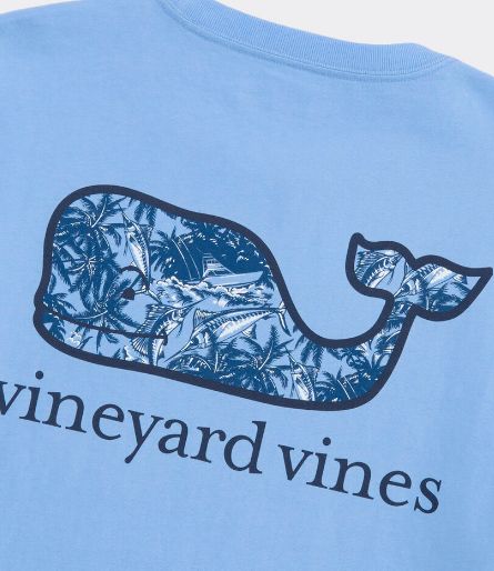 Vineyard Vines Sportfisher Palm Whale Short-Sleeve Pocket Tee in Serenity Blue