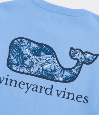 Vineyard Vines Sportfisher Palm Whale Short-Sleeve Pocket Tee in Serenity Blue