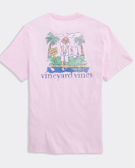 Vineyard Vines Water-Hazard Short-Sleeve Pocket Tee in Pink Drink