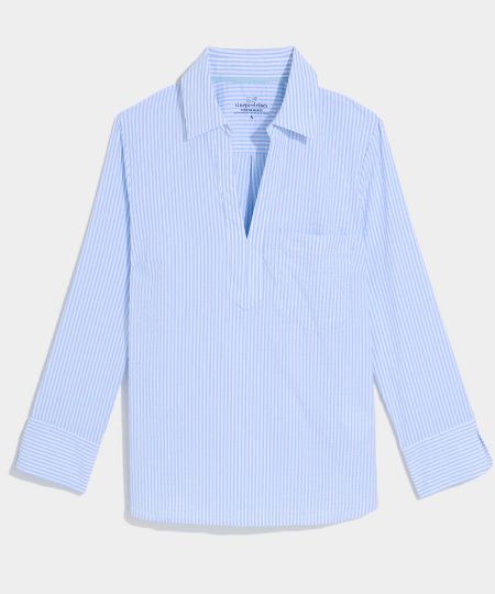 Vineyard Vines Savannah Harbor Top in Seersucker-Jake Blue