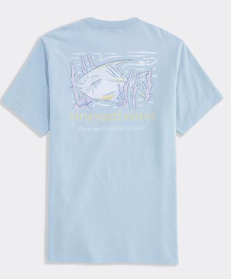Vineyard Vines Coral Permit Short-Sleeve Pocket Tee in Del Mar Blue