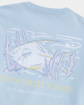 Vineyard Vines Coral Permit Short-Sleeve Pocket Tee in Del Mar Blue