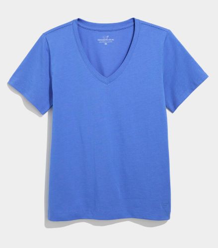 Vineyard Vines Supima® Cotton V-Neck Tee in Breaker Blue