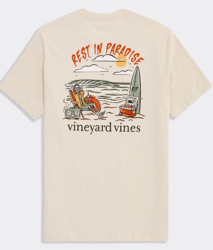 Rest In Paradise Short-Sleeve Pocket Tee in Stone