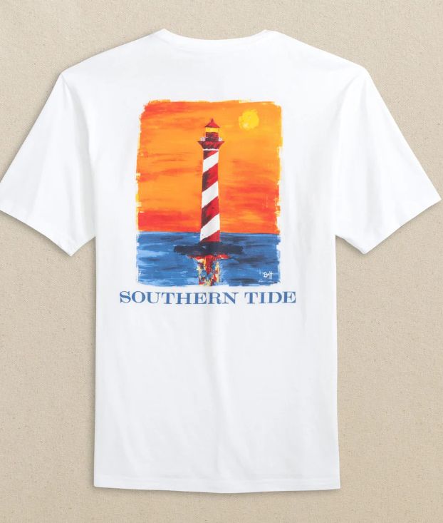 Southern Tide Lighthouse Short Sleeve T-Shirt in Classic White