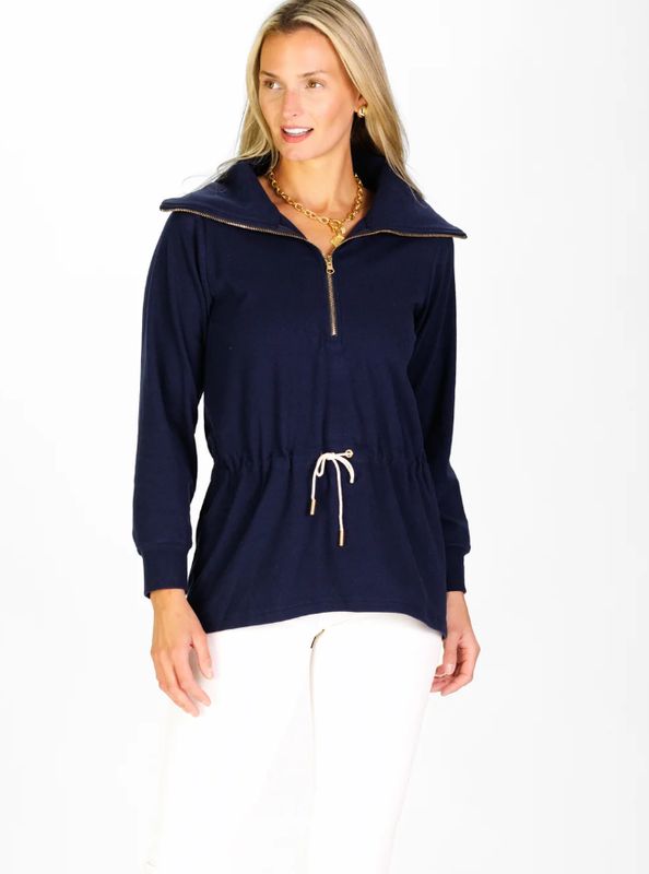 Duffield Lane Terra Quarter Zip in Navy Supersoft