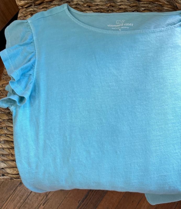 Vineyard Vines Flutter Sleeve Top in Aqua