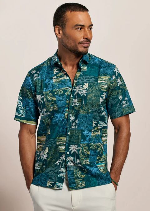 Tori Richard Tile Tides in Marine Green