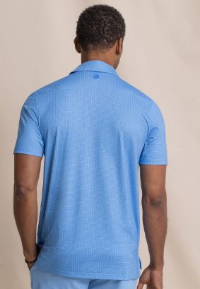 Southern Tide Driver Seaside Geo Printed Polo in Blue Stream