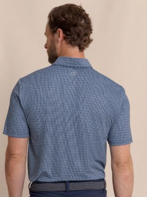 Southern Tide Driver ST Geo Printed Polo in Dress Blue